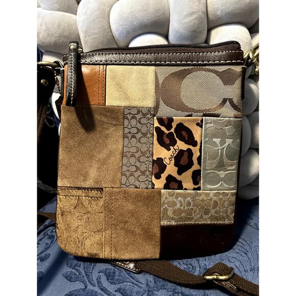 Coach Medium Sized Brown Patchwork Crossbody - Picture 3 of 8